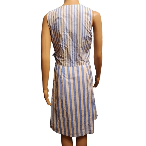 Ann Taylor Poplin Stripe Wrap Chest Dress Size 2 - Picture 5 of 10